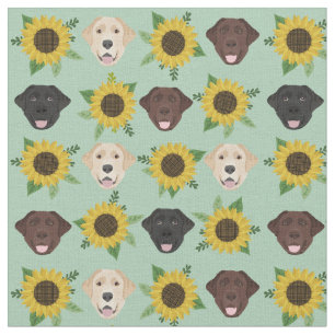 Labrador Faces Sunflower mint Stof