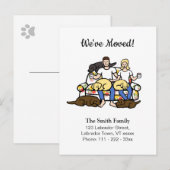 Labrador Familie Cartoon Verhuisbericht Aankondigingskaart (Voorkant / Achterkant)