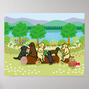 Labrador Family Picnic Poster
