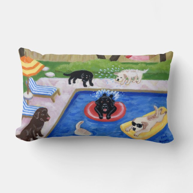 Labrador Feestje Leuk Schilderij Kussen (Voorkant)