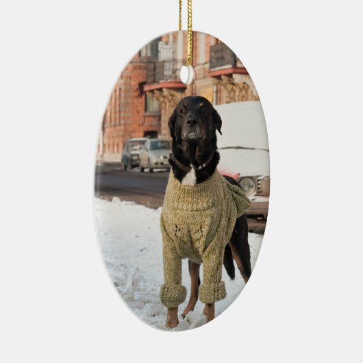 Labrador-fotokerstversiering Keramisch Ornament (Rechts)