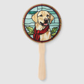 Labrador Gebrandschilderd Glas Kerstmis Handwaaier (Voorkant)