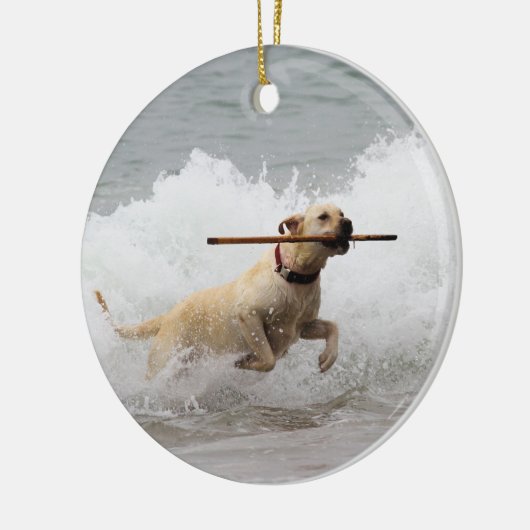 Labrador - Geel - Go Fetch! Keramisch Ornament (Links)