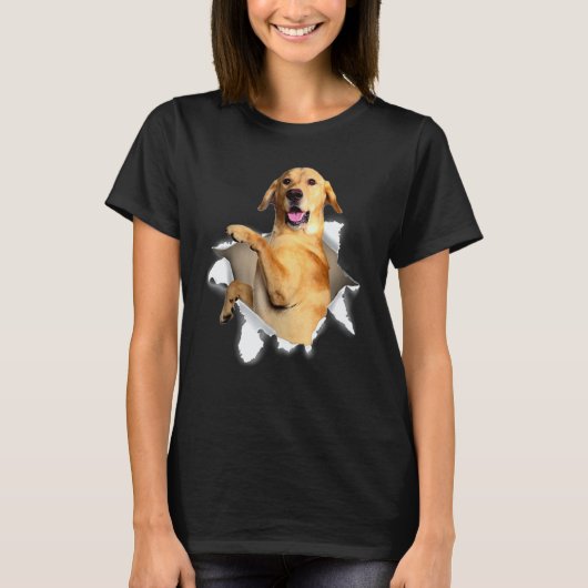 Labrador Gescheurde Stof Lab Retriever Hond T-shirt (Voorkant)