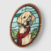 Labrador Glas in lood Kerst Grote Klok (Hoek)