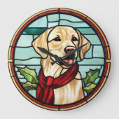 Labrador Glas in lood Kerst Grote Klok (Voorkant)