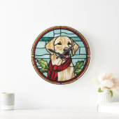 Labrador Glas in lood Kerst Grote Klok (Huis)