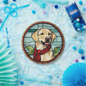 Labrador Glas in lood Kerst Papieren Bordje (Feest)