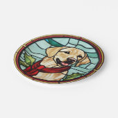 Labrador Glas in lood Kerst Papieren Bordje (Gekanteld)