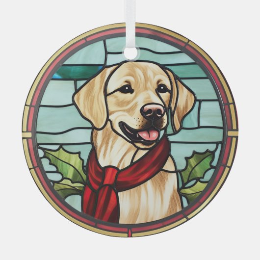 Labrador Glas-in-lood Kerstmis Glas Ornament (Voorkant)
