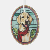 Labrador Glas-in-lood Kerstmis Glas Ornament (Voorkant links)