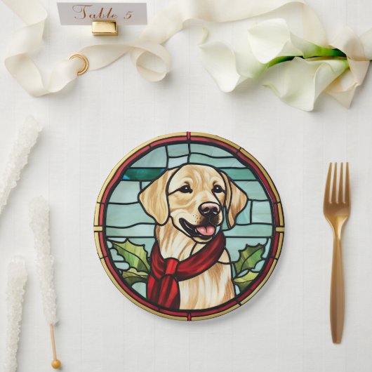 Labrador Glas-in-lood Kerstmis Papieren Bordje (Huwelijk)
