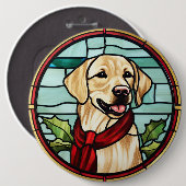 Labrador Glas-in-lood Kerstmis Ronde Button 6,0 Cm (Voorkant /achterkant)