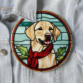 Labrador Glas-in-lood Kerstmis Ronde Button 6,0 Cm (In situ)