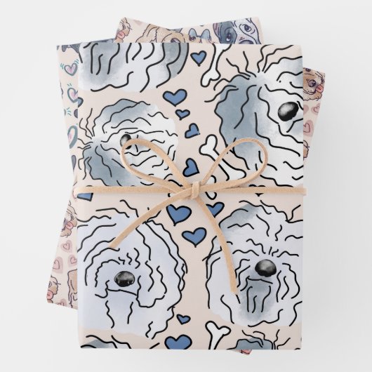 Labrador, Great Dane, met de hand getekende, gekaa Inpakpapier Vel (In situ)