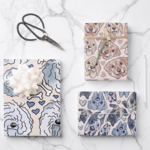 Labrador, Great Dane, met de hand getekende, gekaa Inpakpapier Vel