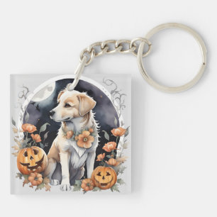 Labrador Halloween Bloemen Schattige Herfst Pet Sleutelhanger