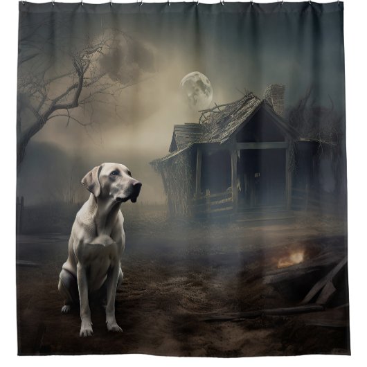 labrador halloween eng douchegordijn (Voorkant)