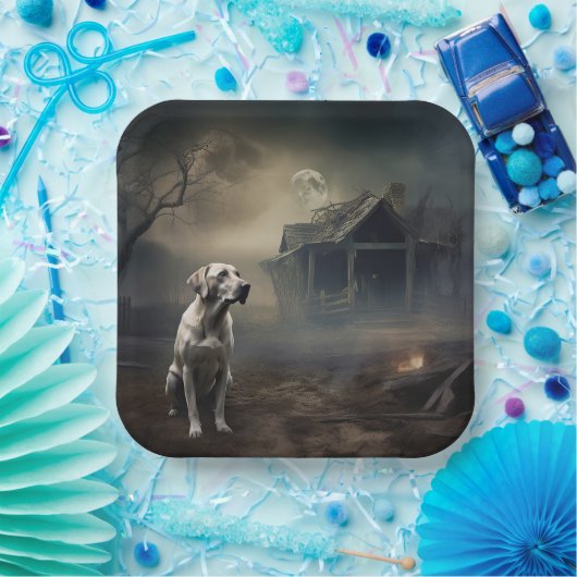 labrador halloween eng papieren bordje (Feest)