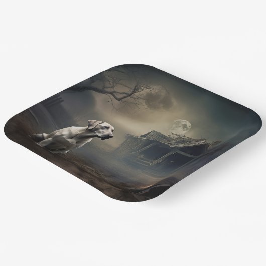 labrador halloween eng papieren bordje (Gebogen)