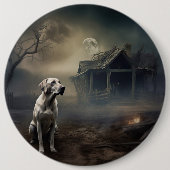 labrador halloween eng ronde button 6,0 cm (Voorkant)