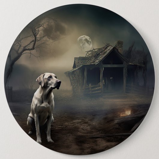 labrador halloween eng ronde button 6,0 cm (Voorkant)