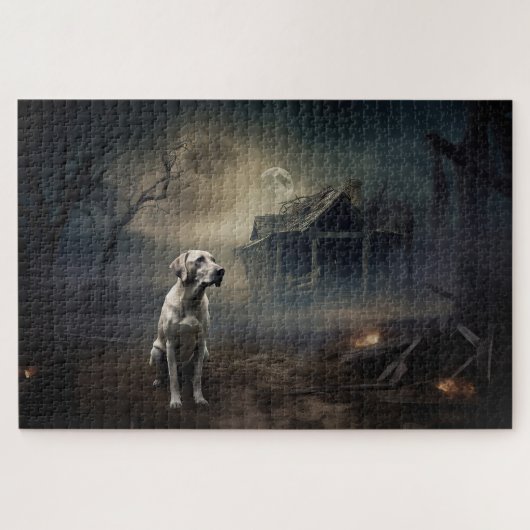 Labrador Halloween Engverstorend Legpuzzel (Horizontaal)