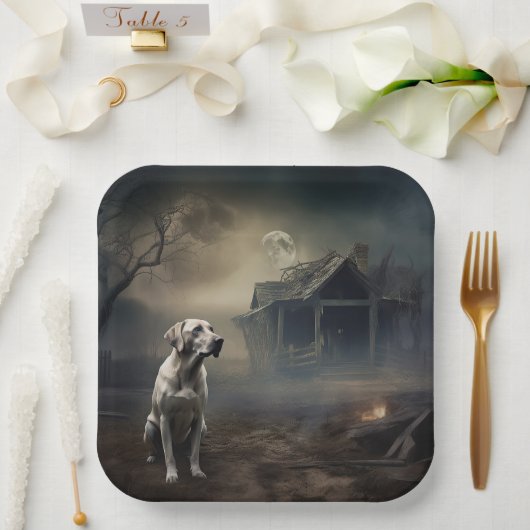Labrador Halloween Engverstorend Papieren Bordje (Huwelijk)