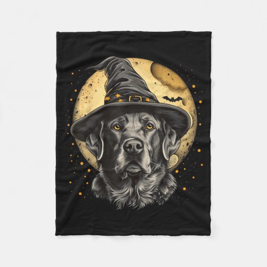 Labrador Halloween Grappige Lieve Hond Zwarte Lab Fleece Deken (Voorkant)