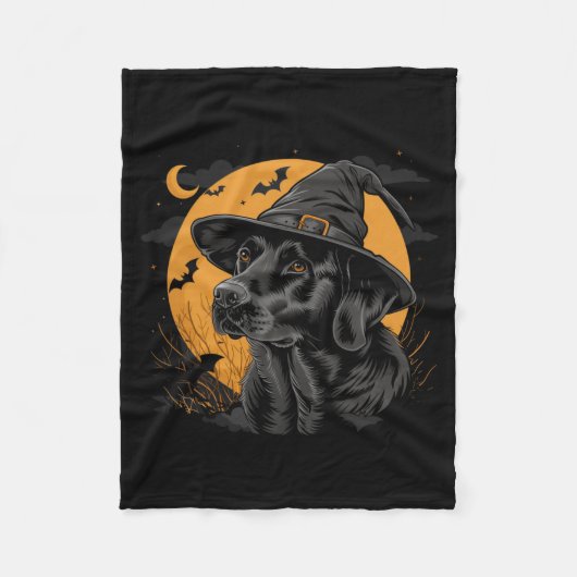 Labrador Halloween Grappige Lieve Hond Zwarte Lab Fleece Deken (Voorkant)