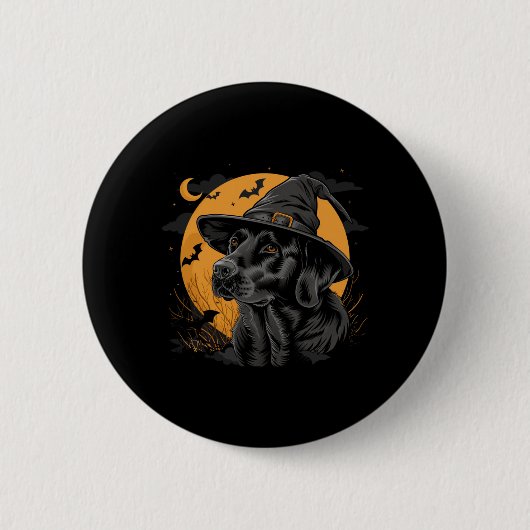 Labrador Halloween Grappige Lieve Hond Zwarte Lab  Ronde Button 5,7 Cm (Voorkant)