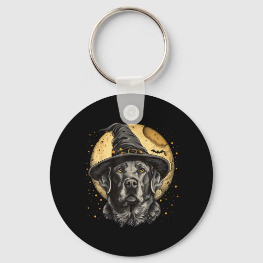 Labrador Halloween Grappige Lieve Hond Zwarte Lab Sleutelhanger (Voorkant)