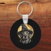Labrador Halloween Grappige Lieve Hond Zwarte Lab Sleutelhanger (Voorkant)