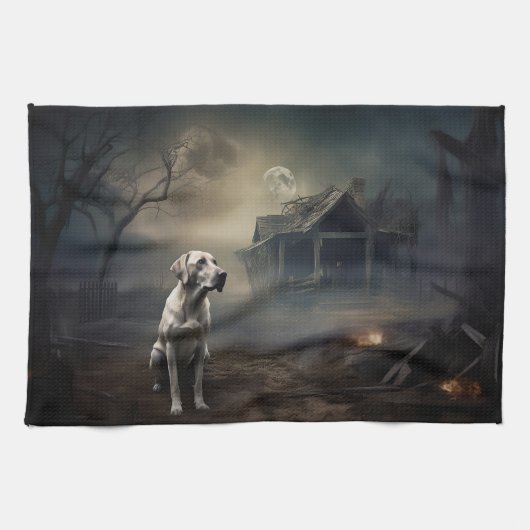 Labrador Halloween Griezelen Theedoek (Horizontaal)