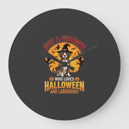 Labrador Halloween Oma Hond Ontwerp_1 Grote Klok (Voorkant)
