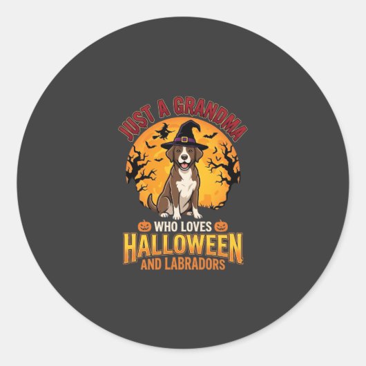 Labrador Halloween Oma Hond Ontwerp_1 Ronde Sticker (Voorkant)