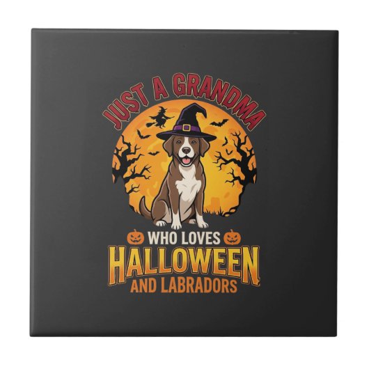 Labrador Halloween Oma Hond Ontwerp_1 Tegeltje (Voorkant)