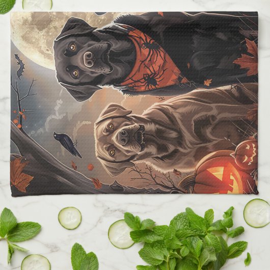 Labrador Halloween Spooky Theedoek (Gevouwen)