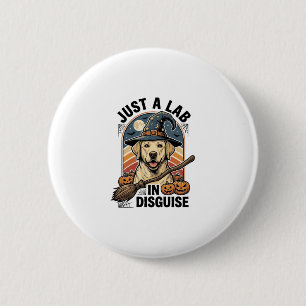 Labrador Halloween T-shirt Vintage Heks Hond Kostu Ronde Button 5,7 Cm