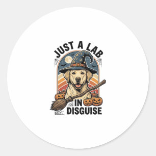 Labrador Halloween T-shirt Vintage Heks Hond Kostu Ronde Sticker