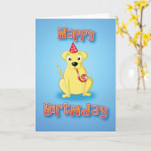 Labrador - hat&whistle - gelukkige verjaardag kaart (Gele Bloem)