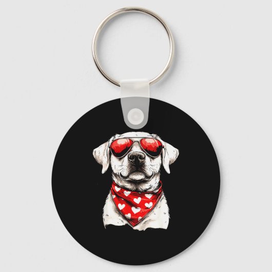 Labrador Heart Bandana Cool Lab Dog Lover Men Wome Sleutelhanger (Voorkant)