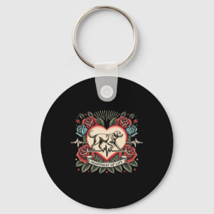 Labrador Heartbeat Tattoo Retro Rozen Hondenliefhe Sleutelhanger