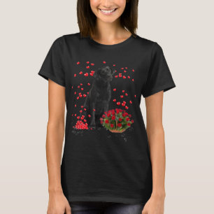 Labrador Hearts-ballonnen en Roos mandje Valentijn T-shirt