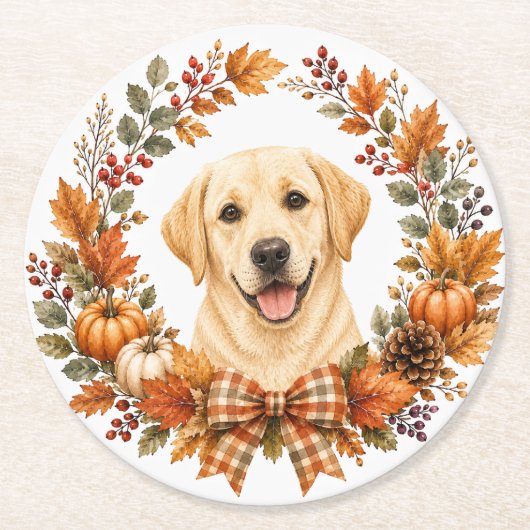 Labrador Herfstkrans Onderzetter (Voorkant)