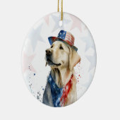 Labrador-hond, 4 juli gepersonaliseerd keramisch ornament (Rechts)