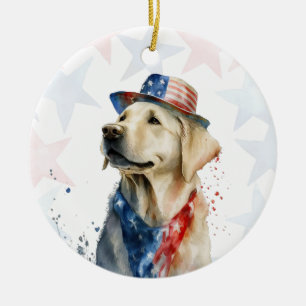 Labrador-hond, 4 juli gepersonaliseerd keramisch ornament