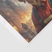 Labrador hond als brandweerman - tissuepapier (Detail)