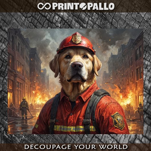 Labrador hond als brandweerman - tissuepapier