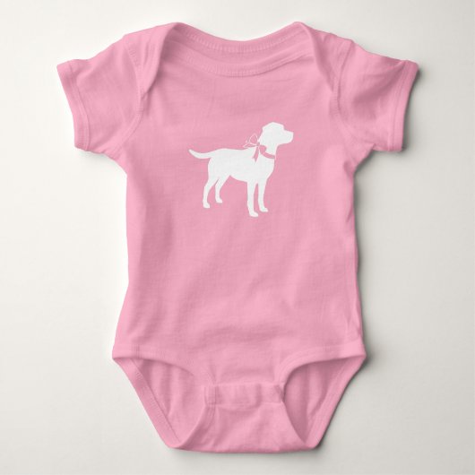 Labrador-hond Baby Shower Roze Meisje Romper (Voorkant)